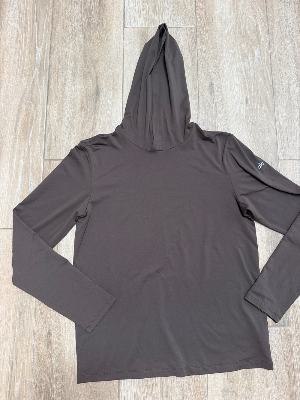 ALO Yoga Men’s Lightweight Hooded Long Sleeve Shirt - Brown